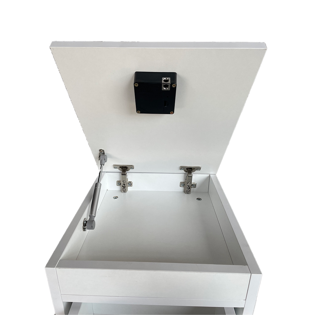 Gizli bölmeli komodin beyaz renk üst yüzey dekorasyon NFC kilit görünüm