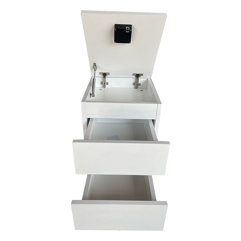 Gizli bölmeli komodin beyaz renk üst yüzey dekorasyon