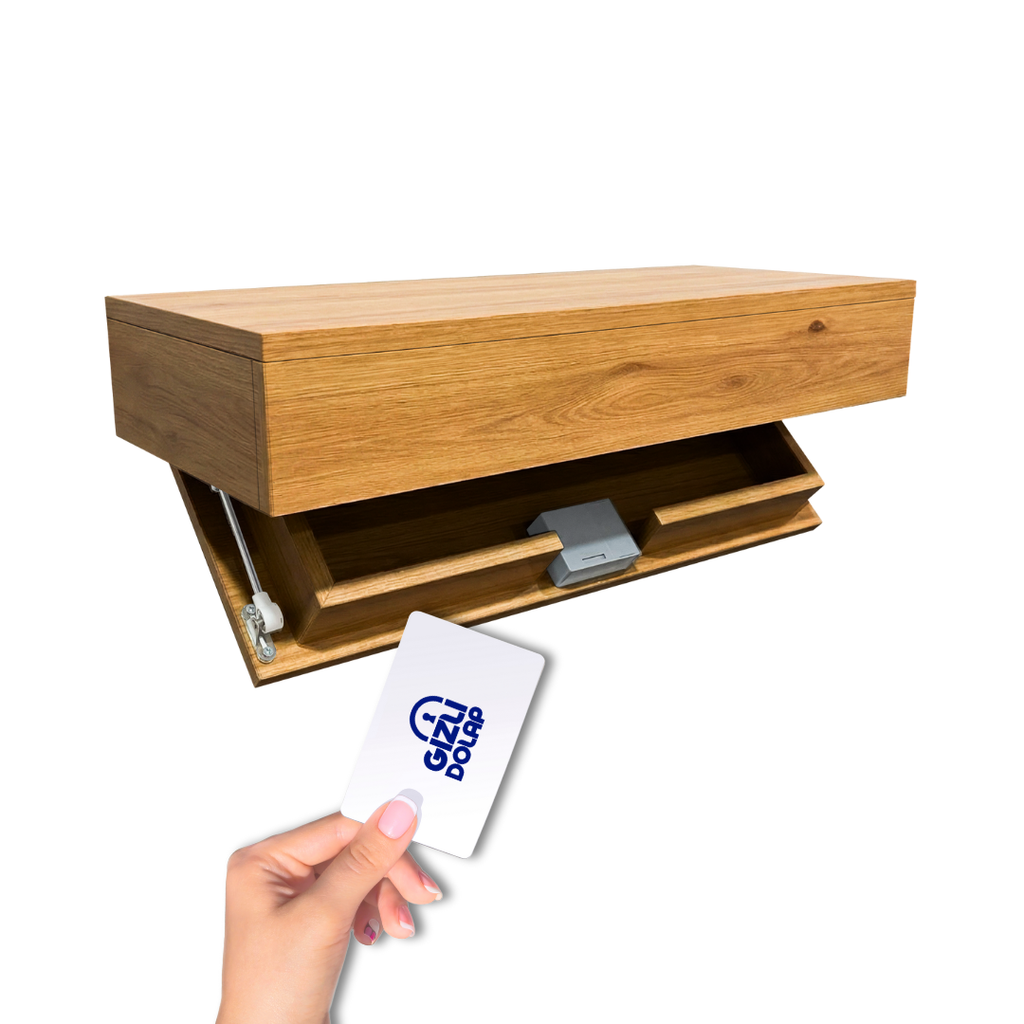 Gizli Bölmeli Raf Safir Meşe Renk